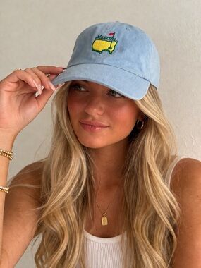 Masters Golf Hat Augusta National Dad Cap Blue Embroidered Logo Strapback Preppy